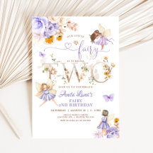 Borboleta de Fada Roxa segundo aniversário Floral