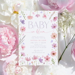 Convites Borboleta de Flor Selvagem Bebê em Chá de fraldas 