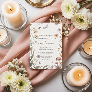 Convites Borboleta de Flor Selvagem e Casamento de Cogumelo