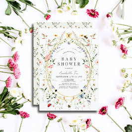 Convites Borboleta de Flores Selvagens Chá de fraldas de Aq