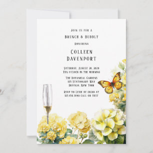 Convites Borboleta de Hydrangea Amarela Brunch e Bubble
