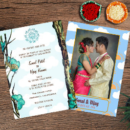 Convites Borboleta de Imagem de Casal de Casamento Hindu na
