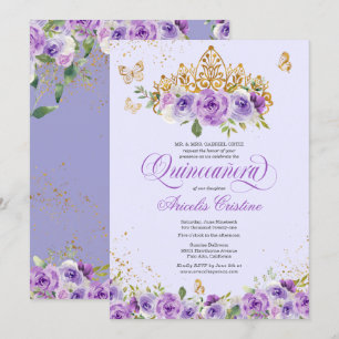 Convites Borboleta de Quinceañera e Flores de Aquarelas Ro