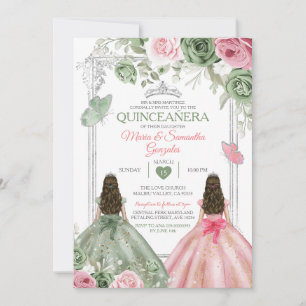 Convites Borboleta De Quinceañera Verde E Rosa
