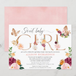 Convites Borboleta Dirija através de uma menina rosa-borrif