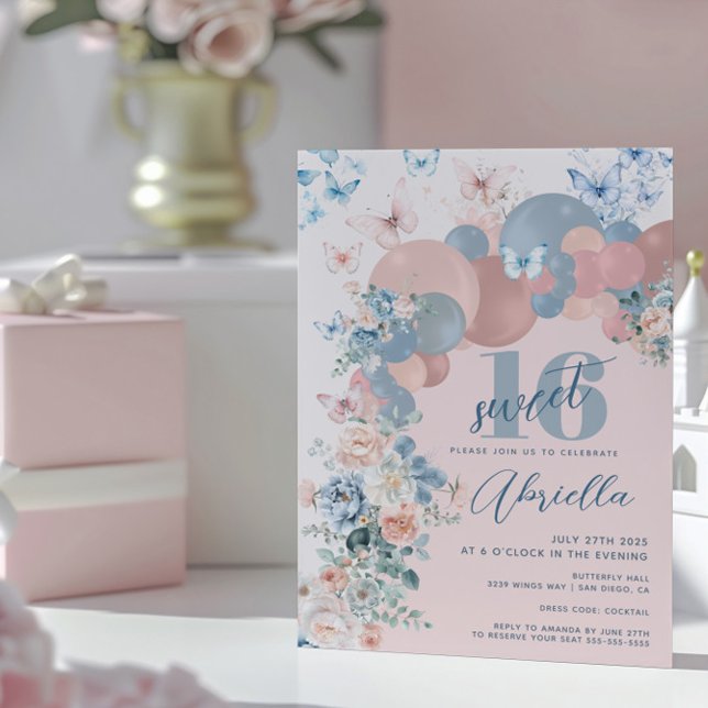Convites Borboleta Doce 16 Aniversário (Criador carregado)