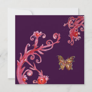 Convites BORBOLETA DORADA, vermelho brilhante roxo escuro