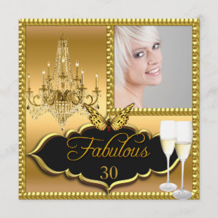 Convites Borboleta Dourada Elegante do Partido aniversário