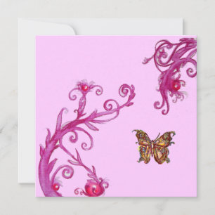 Convites BORBOLETA DOURADA, rosa brilhante