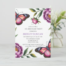 Borboleta e Peony Girl 1rua. Festa de aniversário