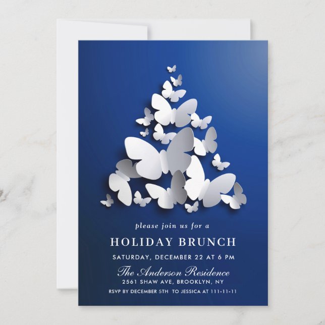 Convites Borboleta Elegante Monarca NATAL HOLIDAY BRUNCH (Frente)