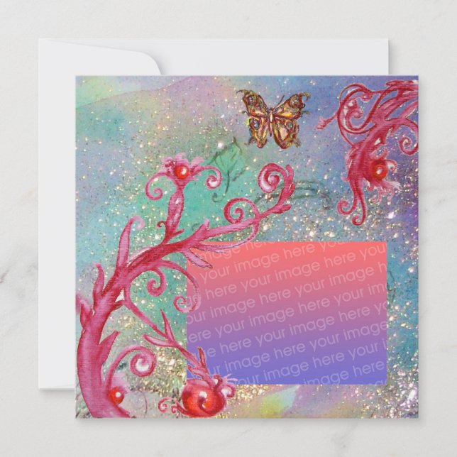 Convites BORBOLETA EM BRILHANTES Modelo de Foto de Casament (Frente)