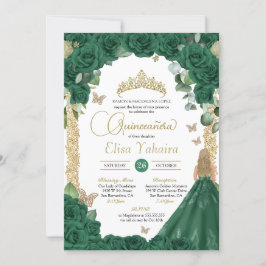 Convites Borboleta Emerald Green Princess Quinceanera