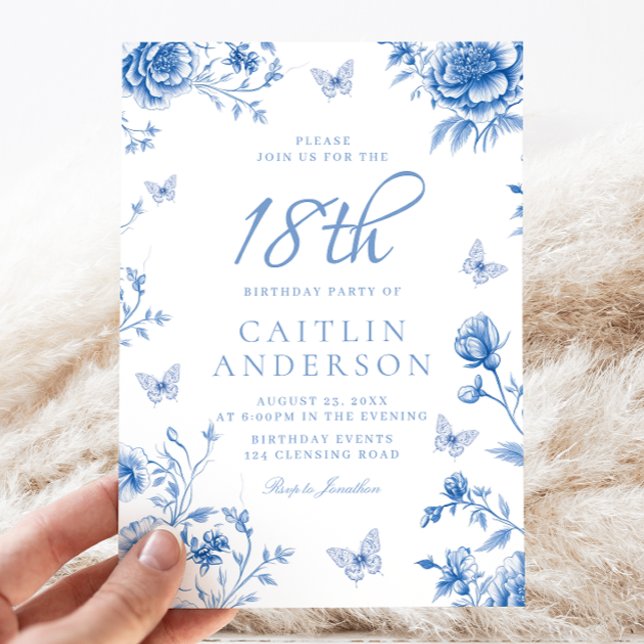 Convites Borboleta Encantada Girls 18ª Festa de aniversário (Criador carregado)