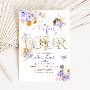 Convites Borboleta Fada Roxa Mágico Floral 4º Aniversário