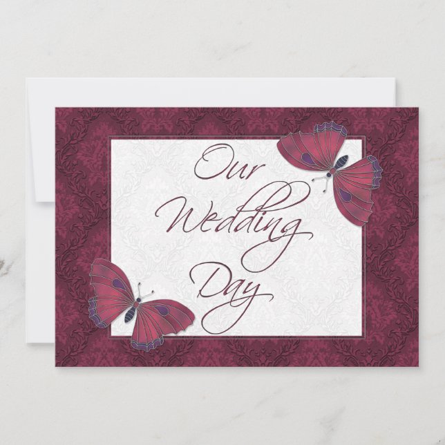 Convites Borboleta Flat Invitation Brocade red (Frente)
