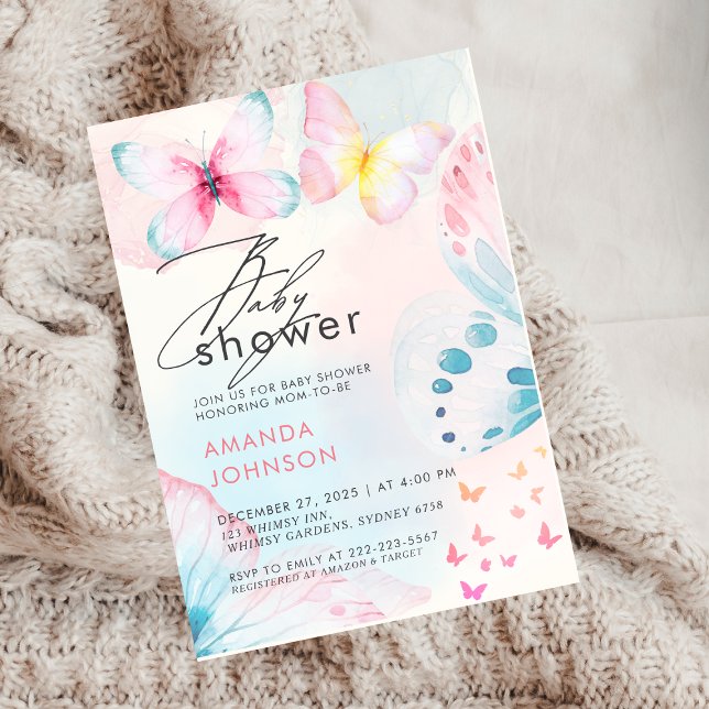 Convites Borboleta Flor Chá de fraldas Floral de Flor Selva (Criador carregado)