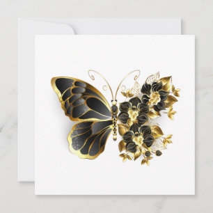 Convites Borboleta Flor de Ouro com Orquídea Preta