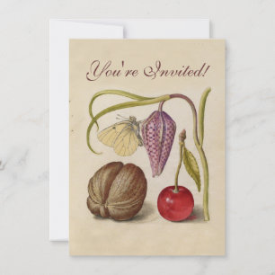 Convites Borboleta Flor e cereja Aquarela