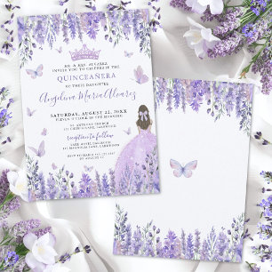 Convites Borboleta Floral Água-forte Roxo Quinceanera