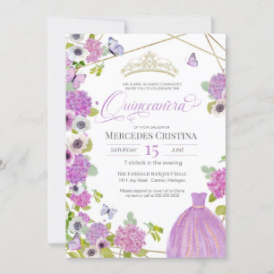 Convites Borboleta floral de primavera de Quinceañera Tiar