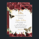 Convites Borboleta Floral Dourada Burgundy Sweet 16<br><div class="desc">Borboletas Florais Douradas Elegante Burgundy Doce 16 Convite</div>
