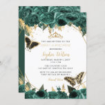 Convites Borboleta Floral Dourada Emerald Green SWEET 16<br><div class="desc">Elegante Emerald Green Dourado Borboletas Florais SWEET 16 Convite</div>