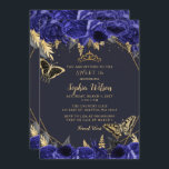 Convites Borboleta Floral Dourada Real Doce 16<br><div class="desc">Borboletas Florais Douradas Real Elegante Doce 16 Convite</div>