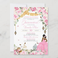 Borboleta Floral Elegante Branca Rosa Quinceanera