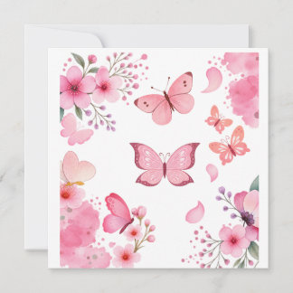 Convites Borboleta Floral Jardim Aquarela Rosa