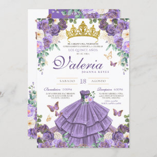 Convites Borboleta Floral Puro-Claro Princesa Quinceanera