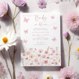 Convites Borboleta Flores Selvagens Bebê em Chá de fraldas 