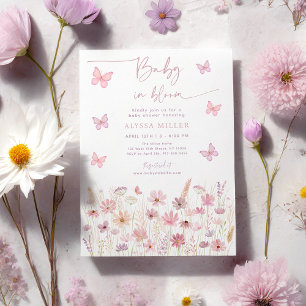 Convites Borboleta Flores Selvagens Bebê em Chá de fraldas 