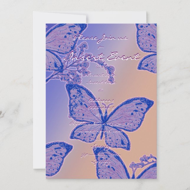 Convites Borboleta floresce modelo - personalizável (Frente)