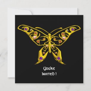 Convites BORBOLETA HIPER OURO, PEDRAS PRECIOSAS Casamento P