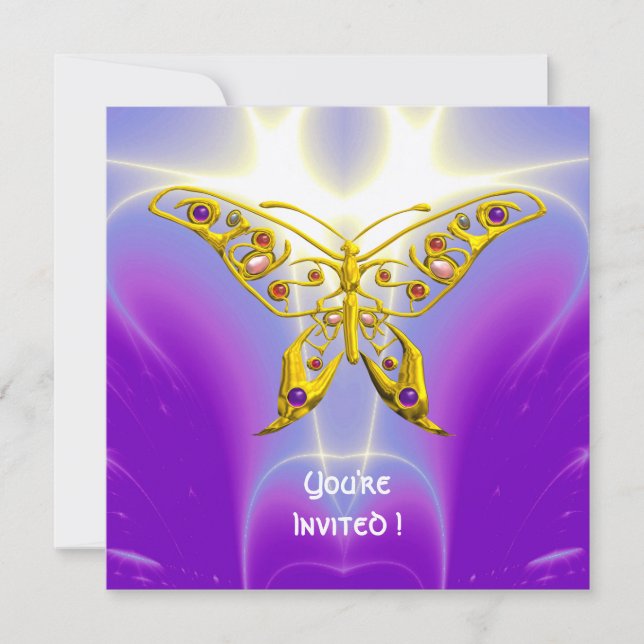 Convites BORBOLETA HIPER rósea fúcsia violeta champanhe (Frente)