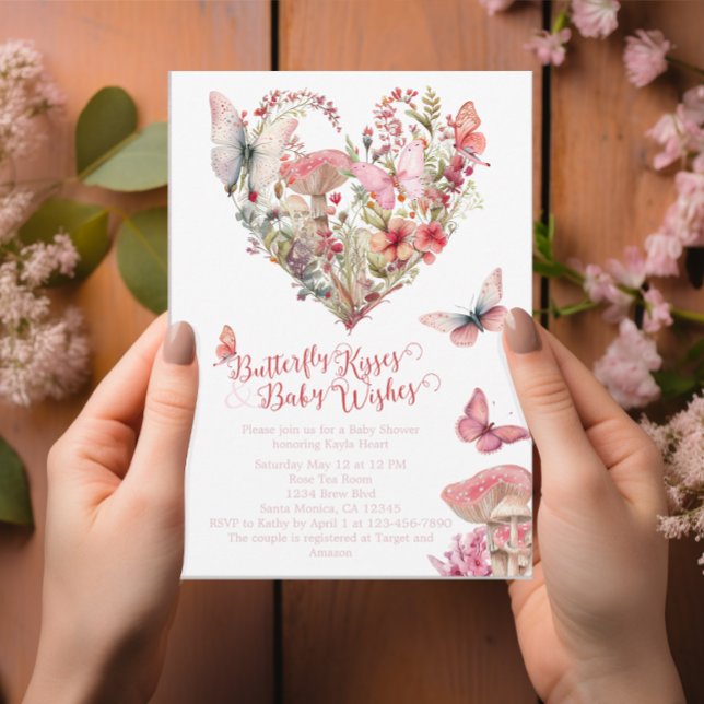 Convites Borboleta Kisses Woodland Chá de fraldas (Criador carregado)
