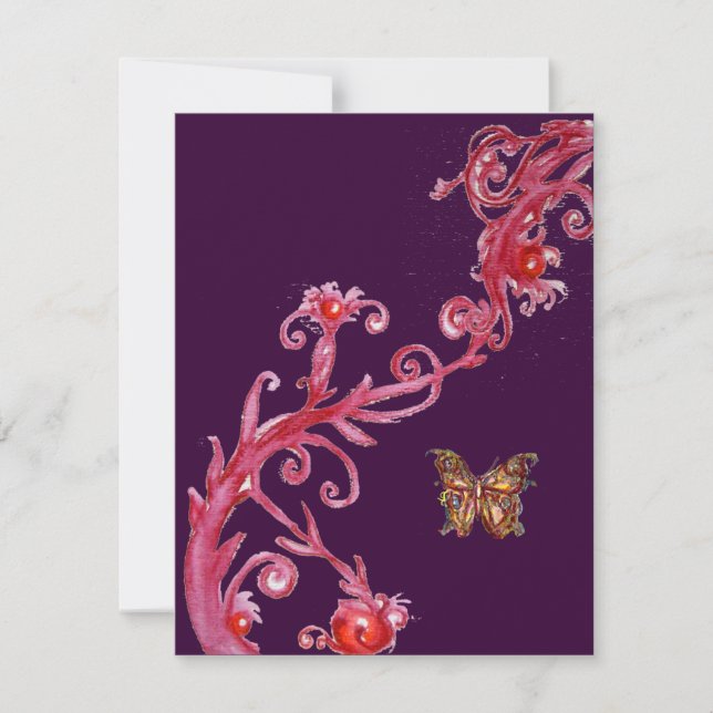 Convites BORBOLETA, luz laranja brilhante vermelha (Frente)