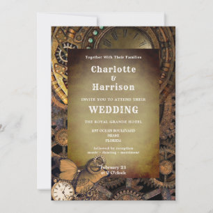 Convites Borboleta Mecânica de Ursos Vintados Steampunk