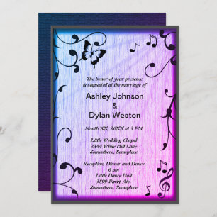 Convites Borboleta Música Deixa Casamento De Madeira Azul E