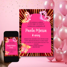Borboleta Neon Preta Menina Aniversário Espanhol