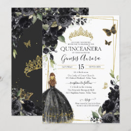 Convites Borboleta Preta de Quinceañera, Garota Vestida