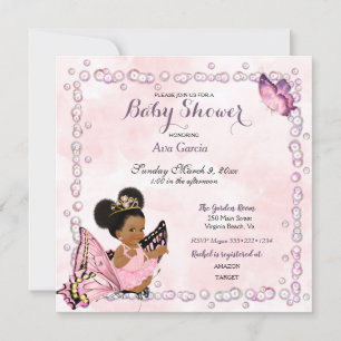 Convites Borboleta Princesa Bebê Menina Puffs