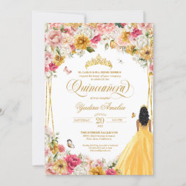 Convites Borboleta Quinceanera Blush Rosa e Amarelo