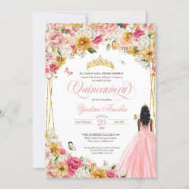 Convites Borboleta Quinceanera Blush Rosa e Amarelo