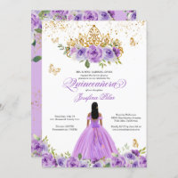 Borboleta Quinceañera Purple Watercolor Flores Em