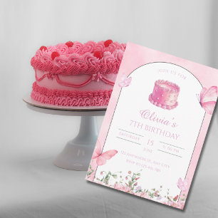 Convites Borboleta Rosa & Aniversário Floral