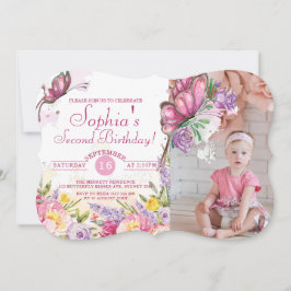 Convites Borboleta Rosa Aquarela Floral Aniversário