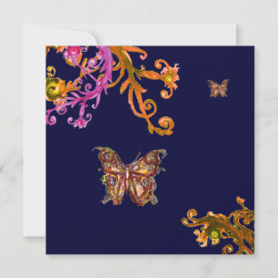 Convites BORBOLETA, rosa brilhante amarelo azul
