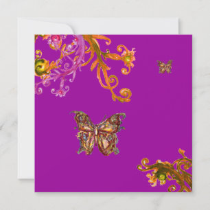 Convites BORBOLETA, rosa brilhante amarelo violeta roxo